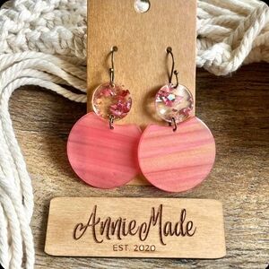 Pink Acrylic Half-Moon Earrings